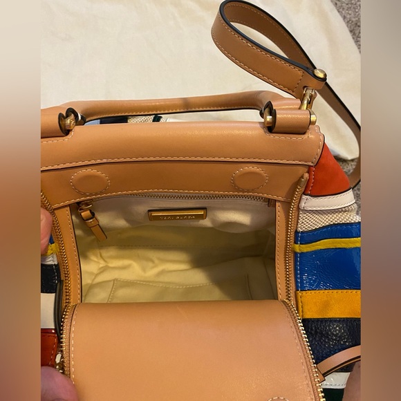 Tory Burch Half Moon Balloon Striped Satchel - Picture 10 of 14